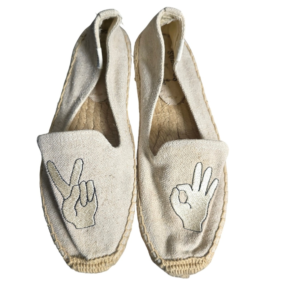 Soludos for Madewell Espadrille Slip On Flats Peace Sign Shoes US 6